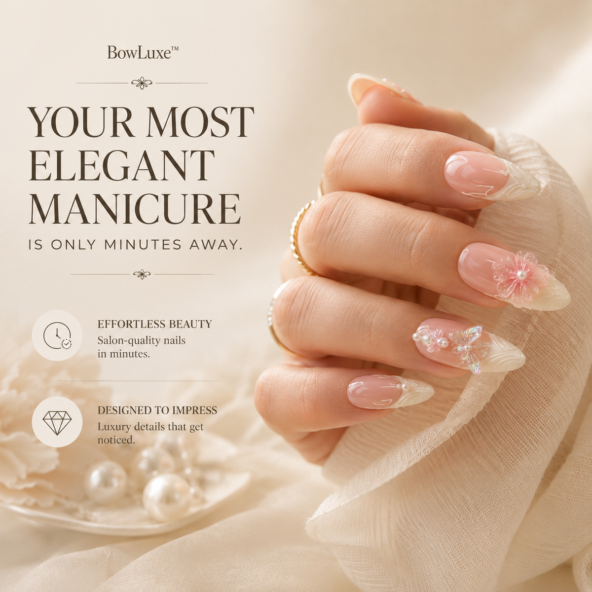 Ivory Bloom™ Press-On Nails
