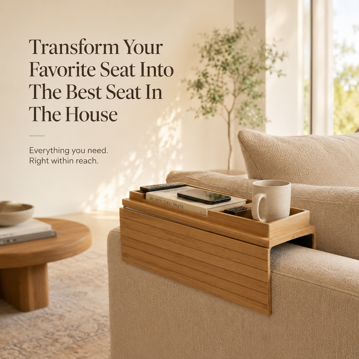 LoungeDock™ Sofa Armrest Tray