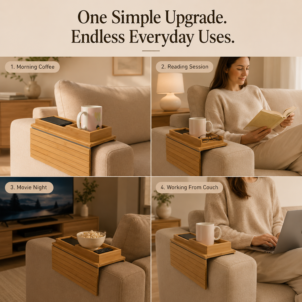 LoungeDock™ Sofa Armrest Tray