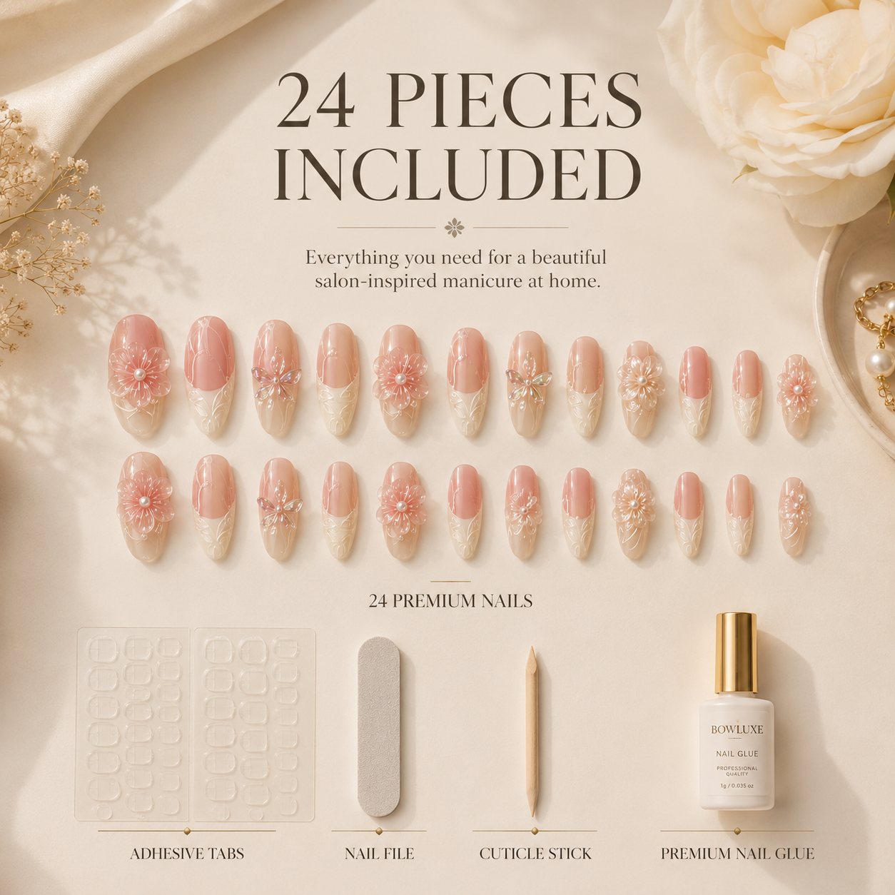 Ivory Bloom™ Press-On Nails