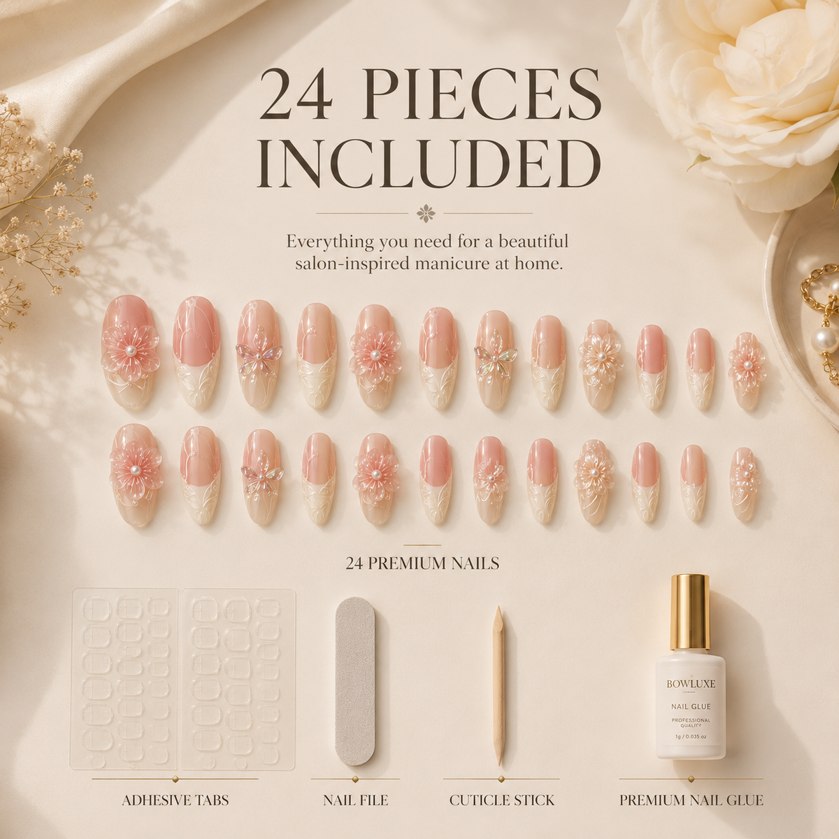 Ivory Bloom™ Press-On Nails
