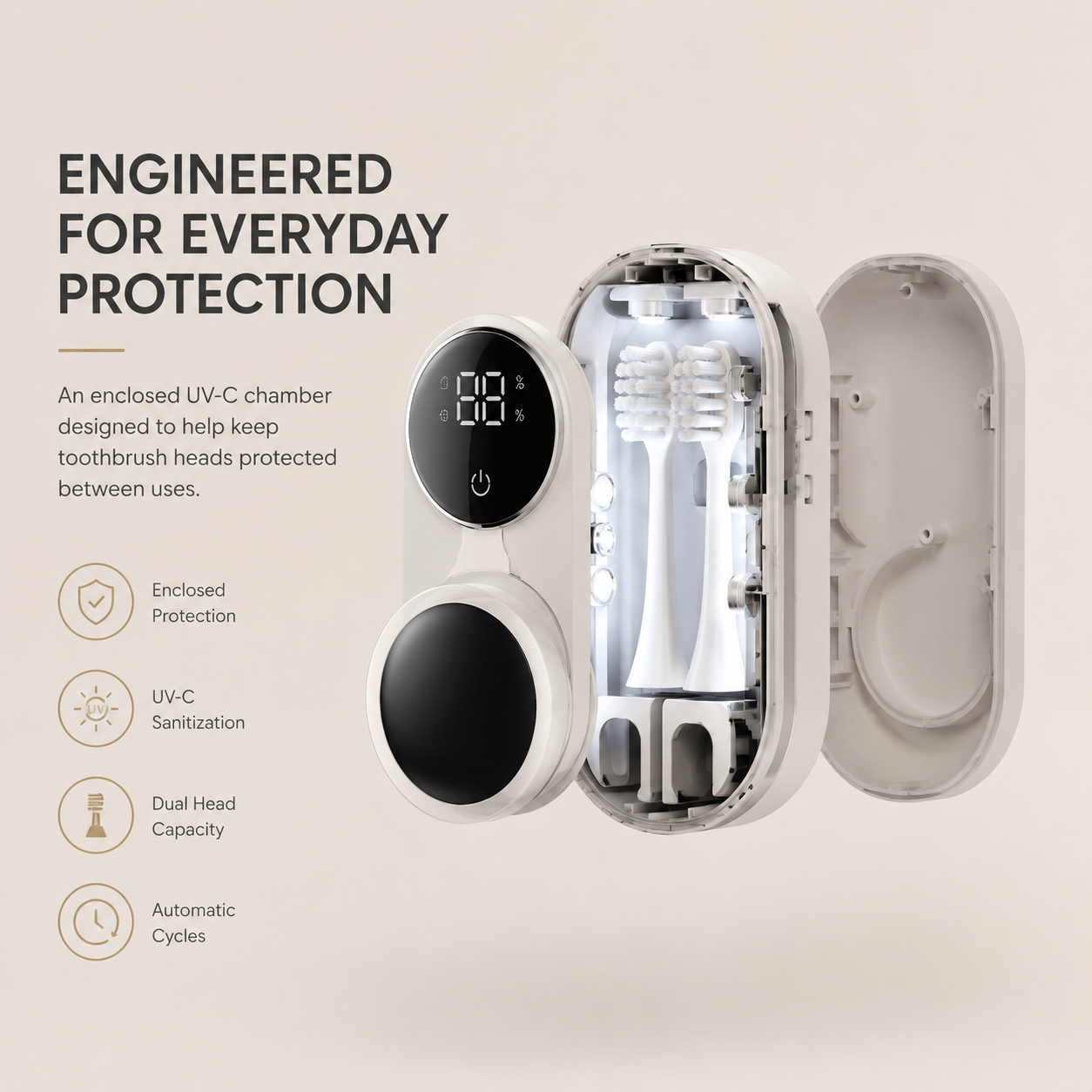 BrushVault™ UV Toothbrush Sanitizing Case